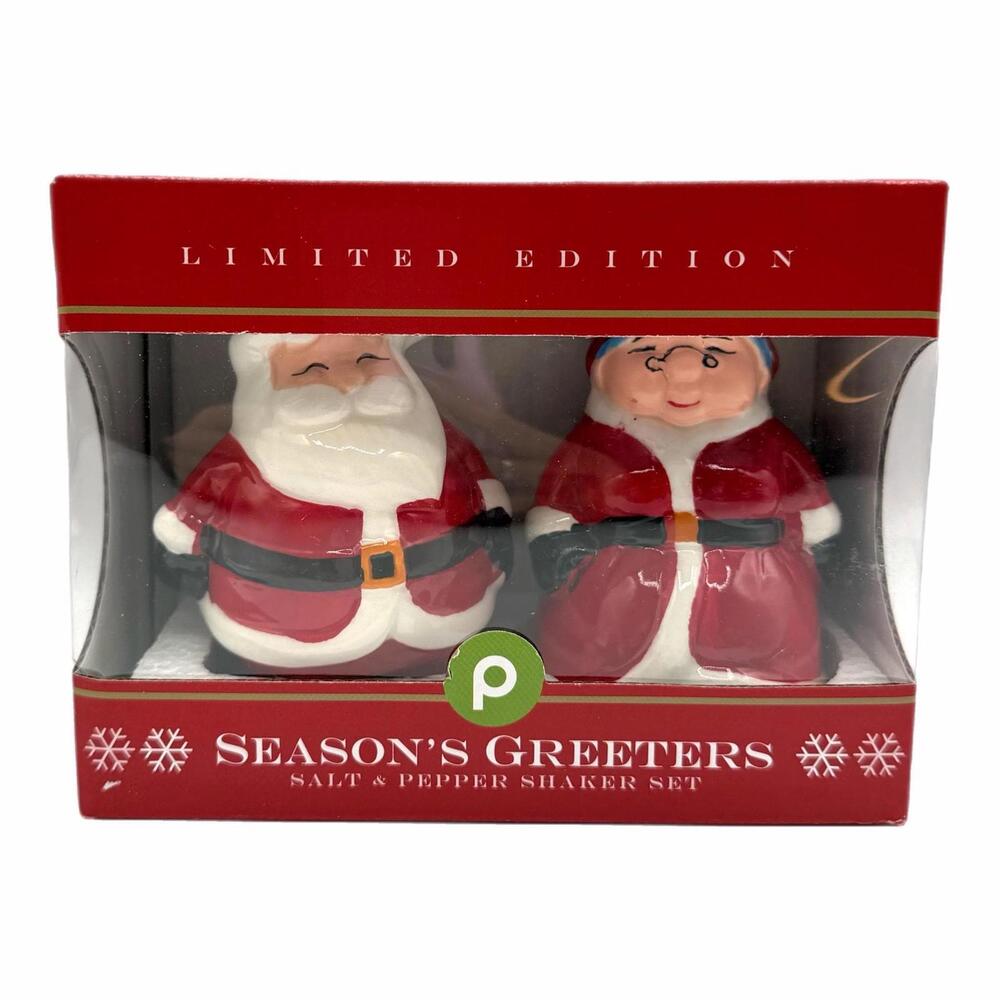 Publix Season’s Greeters Santa + Mrs. Claus Salt & Pepper Shaker Set